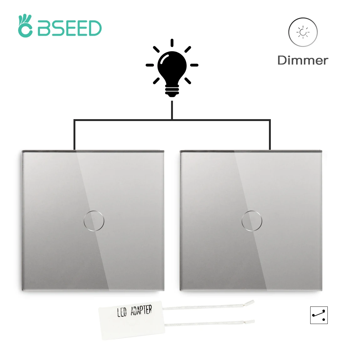BSEED 2Way Dimmer Touch LED Light Switches 1Gang For Staircase Gray Crystal Glass Darkblue Backlight EU Standard 2Pack
BSEED 2Way Dimmer Touch LED Light Switches 1Gang For Staircase Gray Crystal Glass Darkblue Backlight EU Standard 2Pack