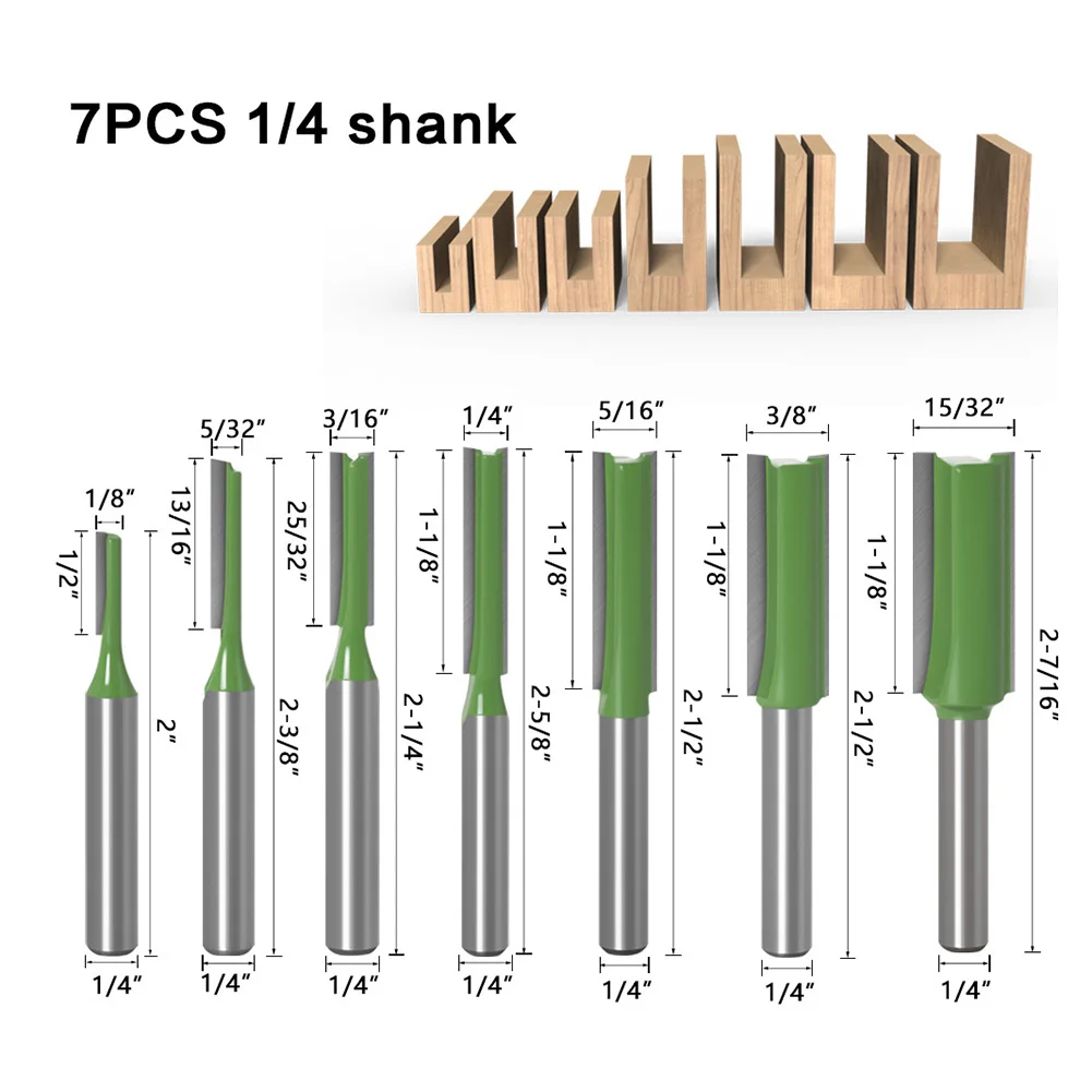 7Pcs/set 1/4 Shank Single Double Flute Straight Router Bit Milling Cutter For Woodworking Machinery Accessories
7Pcs/set 1/4 Shank Single Double Flute Straight Router Bit Milling Cutter For Woodworking Machinery Accessories