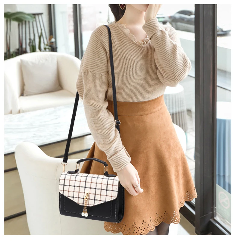 YBYT new fashion plaid women crossbody flap bag PU leather top-handle bags tote messenger bags for women tassel shoulder bag
YBYT new fashion plaid women crossbody flap bag PU leather top-handle bags tote messenger bags for women tassel shoulder bag