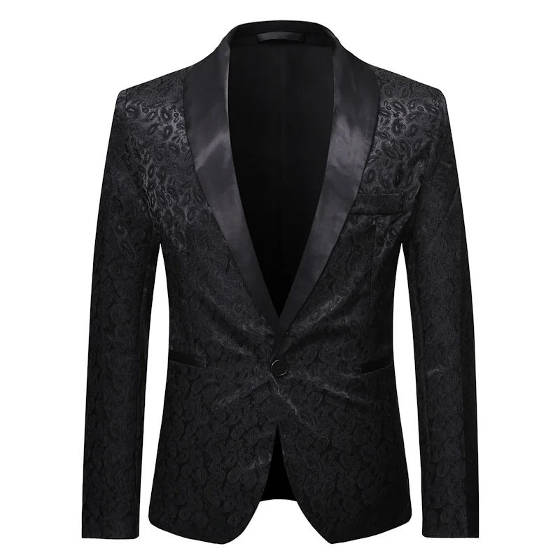 Mens Black Paisley Jacquard Blazer Jacket One Button Shawl Colalr Blazer Men Business Formal Dress Blazer Stage Banquet Costume
Mens Black Paisley Jacquard Blazer Jacket One Button Shawl Colalr Blazer Men Business Formal Dress Blazer Stage Banquet Costume