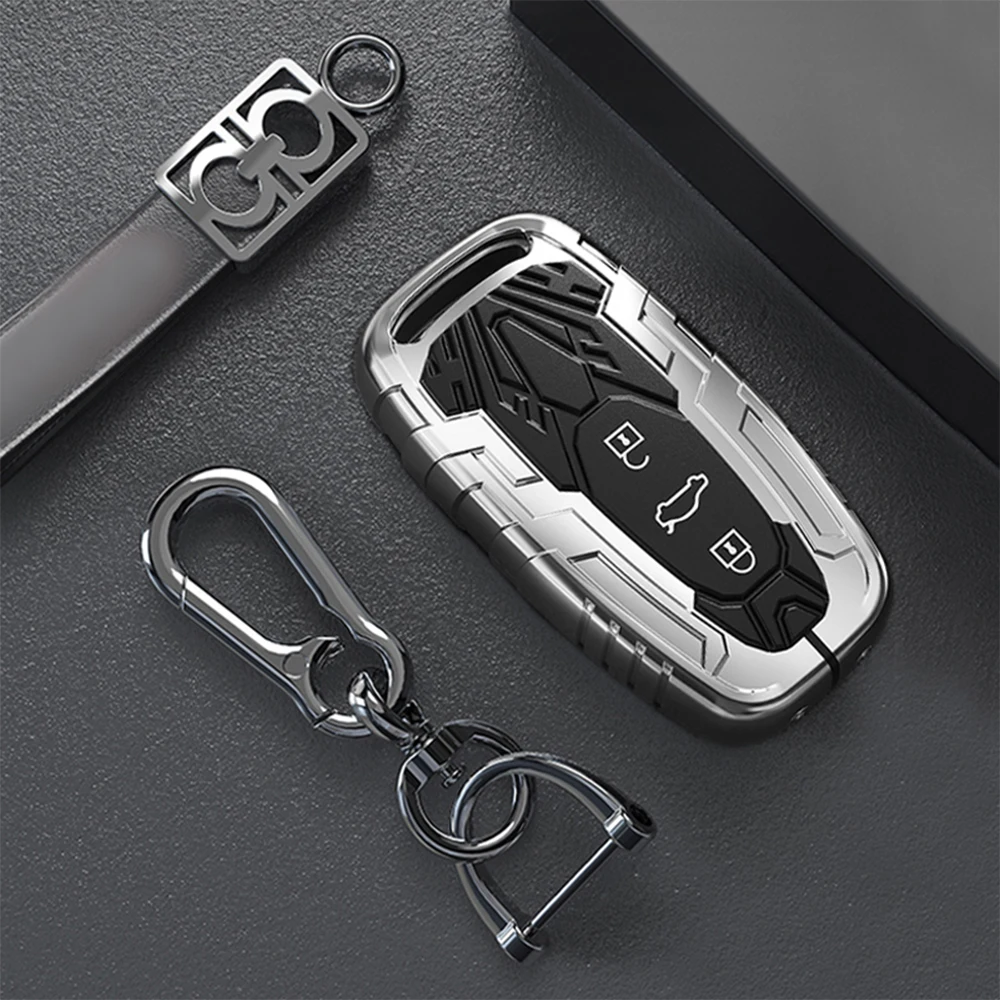 

Zinc Alloy Car Remote Smart Key Case Cover Fob Holder Keychain For Audi A4L A5 A6L Q5 Q7 S6 A7 A8L 3 Buttons Key Car Accessories