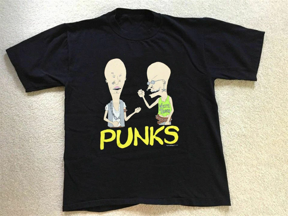 Винтажная черная футболка 1995 года с надписью Beavis And Butthead 90's Mtv Punks американский
