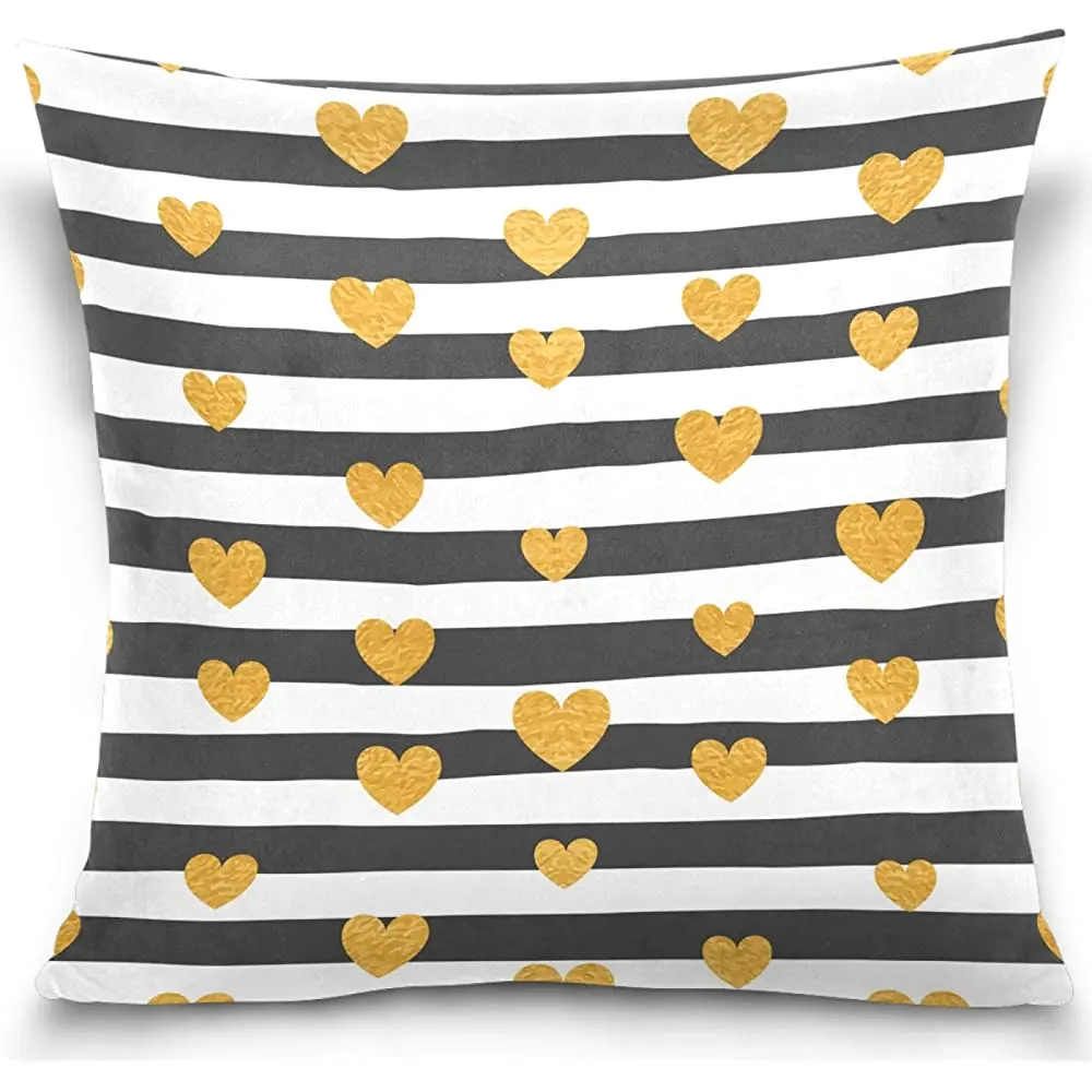 Kaariok Valentines Gold Heart Love Black Stripe Pillow Cover Square Soft Cotton Velvet Pillowcase Cushion Case
Kaariok Valentines Gold Heart Love Black Stripe Pillow Cover Square Soft Cotton Velvet Pillowcase Cushion Case