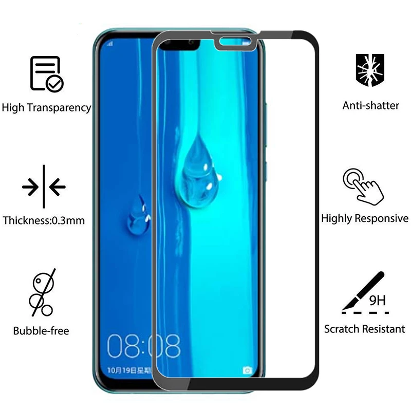 case for huawei y9 2019 cover tempered glass screen protector on y 9 9y y92019 protective phone coque bag 6.5 film glas safety | Мобильные