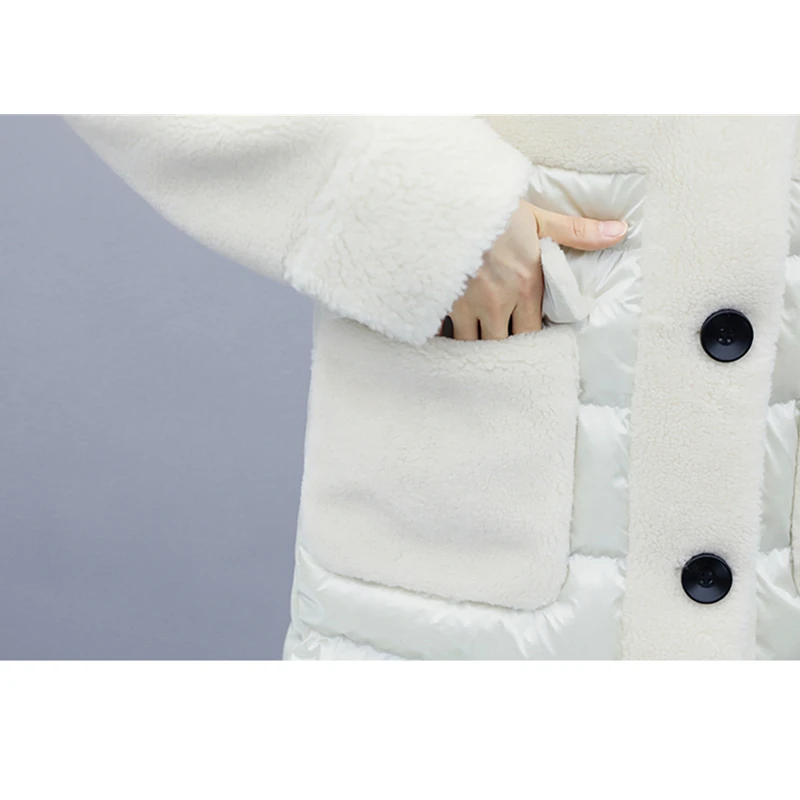 Winter New Fashion Down Cotton Jacket Women Korean Stitching Particles Lamb Coat Slim Mid-Length Thick Padded Clothes Tide H835
Winter New Fashion Down Cotton Jacket Women Korean Stitching Particles Lamb Coat Slim Mid-Length Thick Padded Clothes Tide H835