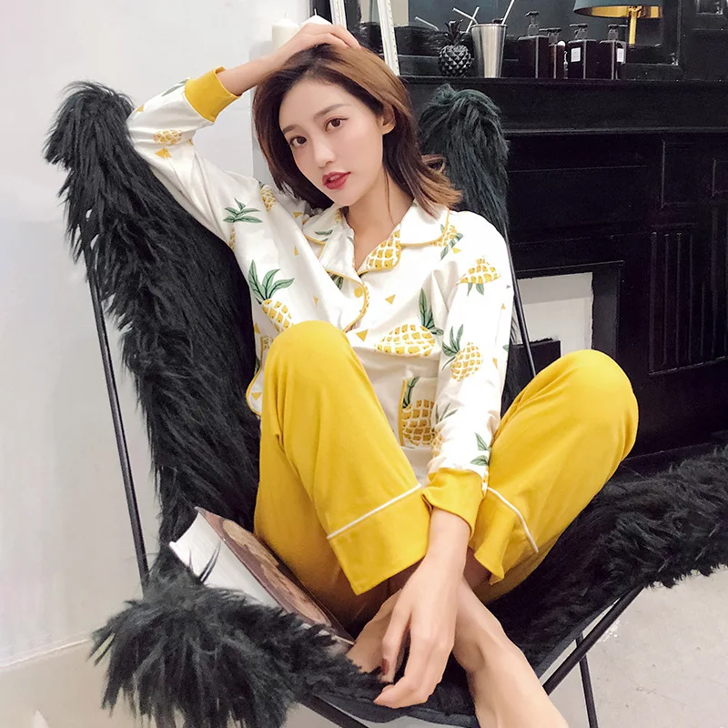 Women's Knitted Cotton Pajamas Pineapple Pajama Set Women Sleep Wear Cute Fashion Home Clothes
Women's Knitted Cotton Pajamas Pineapple Pajama Set Women Sleep Wear Cute Fashion Home Clothes