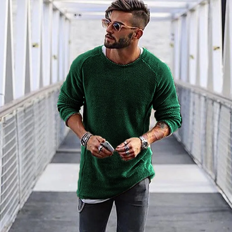 Men's solid-color fashion European-American knit sweater Round-neck long-sleeved blouse sweater to keep out cold and keep warm
Men's solid-color fashion European-American knit sweater Round-neck long-sleeved blouse sweater to keep out cold and keep warm