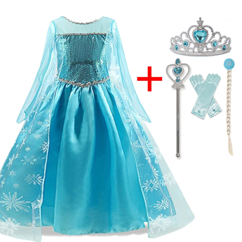 Платье принцессы Эльзы для девочек платья косплея костюмы Снежной Королевы