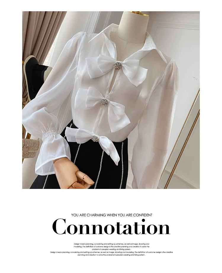Spring 2021 New Satin Blouse Bow Flared Long-Sleeved Women's Shirt Palace Style Chic Solid Color Tops All-match Blusas
Spring 2021 New Satin Blouse Bow Flared Long-Sleeved Women's Shirt Palace Style Chic Solid Color Tops All-match Blusas