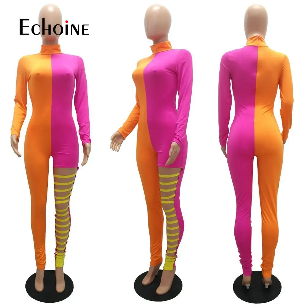 Echoine Women Sexy Hollow Out Patchwork Jumpsuit Club Party Rompers Autumn Long Sleeve workout bodysuit Bodycon overalls clothes 
Echoine Women Sexy Hollow Out Patchwork Jumpsuit Club Party Rompers Autumn Long Sleeve workout bodysuit Bodycon overalls clothes