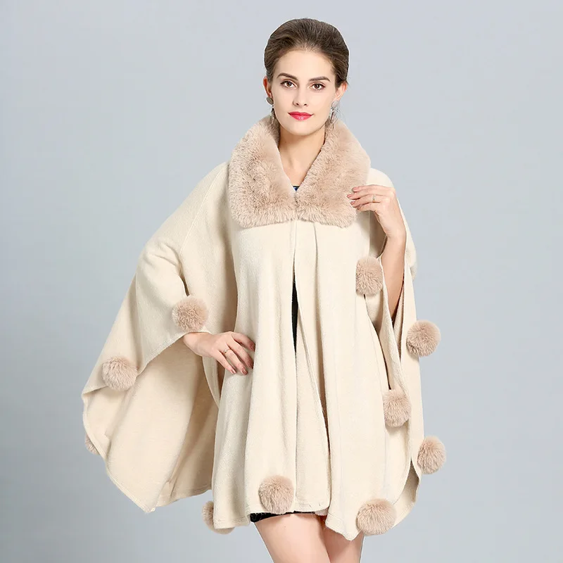 Autumn Winter Luxury Faux Fox Fur Poncho Cape Coat Women Big Banana Collar Shawl Cloak Knit Cashmere Cardigan Pashmina Wraps
Autumn Winter Luxury Faux Fox Fur Poncho Cape Coat Women Big Banana Collar Shawl Cloak Knit Cashmere Cardigan Pashmina Wraps
