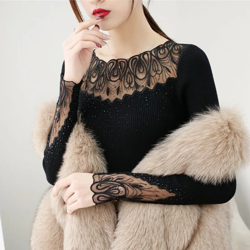 Вязаный кружевной свитер с вышивкой, женские топы, женские модные пуловеры с бриллиантами, женские свитеры на осень и зиму 2020, джемпер, Женск...
Вязаный кружевной свитер с вышивкой, женские топы, женские модные пуловеры с бриллиантами, женские свитеры на осень и зиму 2020, джемпер, Женск...