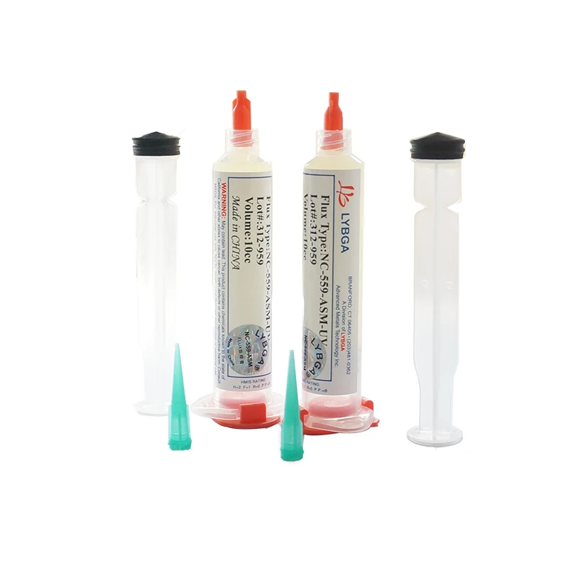 Флюсовая паста 10cc NC-559-ASM-UV бессвинцовая паяльная BGA флюс с иглами поршневой шприц
