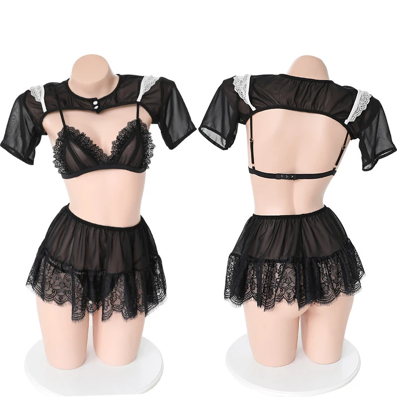 Transparent Lace Japanese Character Maid Nightdress Set Ladies Uniform Sexy Lingerie Black O-Neck Ruffle Stitching Underwear Set
Transparent Lace Japanese Character Maid Nightdress Set Ladies Uniform Sexy Lingerie Black O-Neck Ruffle Stitching Underwear Set