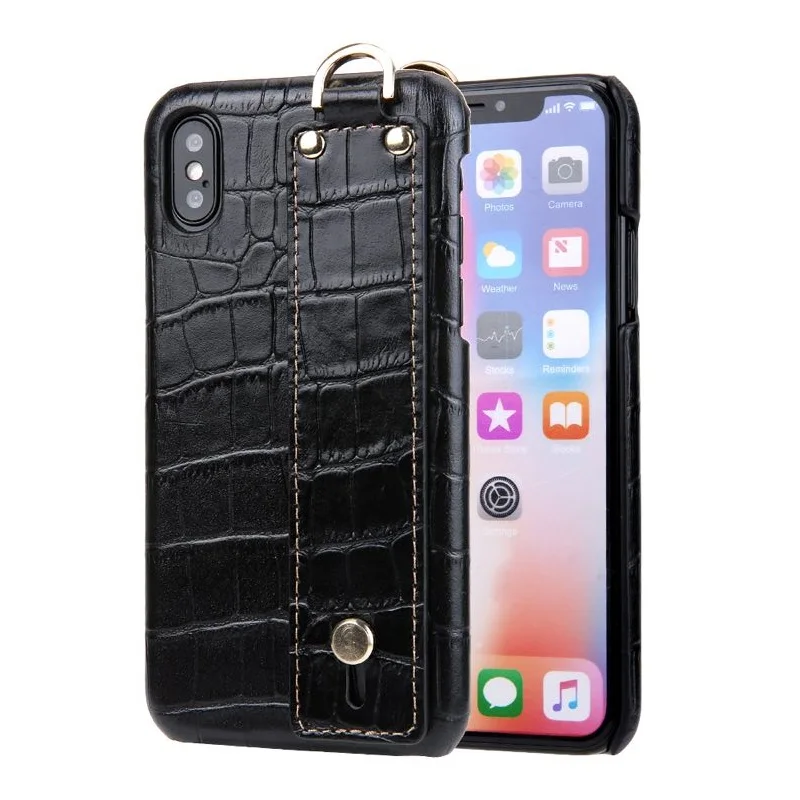 Тонкий чехол из натуральной кожи с держателем на ручном ремешке для iPhone X XS Max XR 10