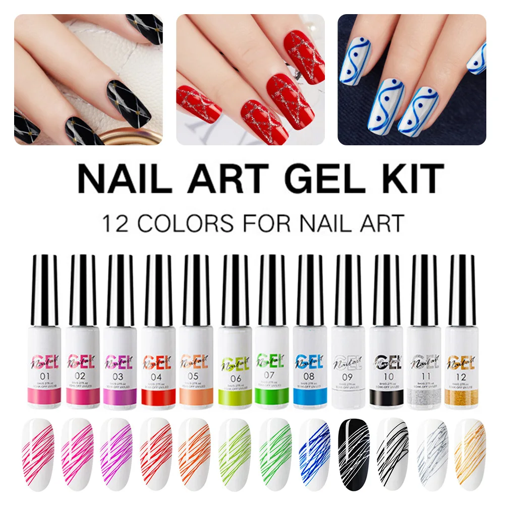 12 Colors Painted Gel Nail Polish Set Line Art Set Drawing Painting UV/LED Soak off Gel Polish Set Manicure Kit
12 Colors Painted Gel Nail Polish Set Line Art Set Drawing Painting UV/LED Soak off Gel Polish Set Manicure Kit