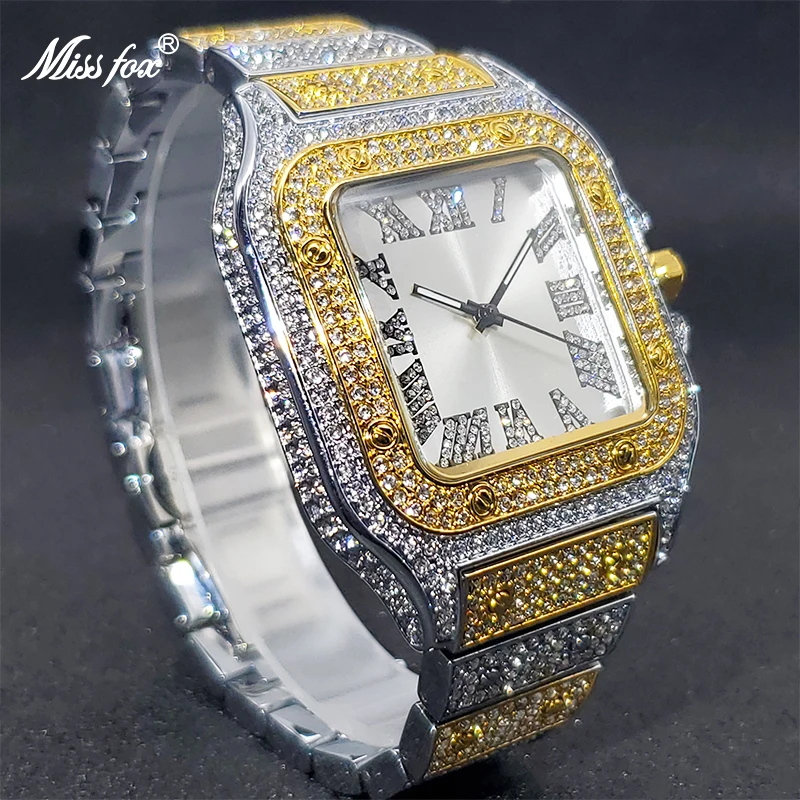 Новые мужские часы Panthere De Design роскошные золотые полностью Стальные кварцевые