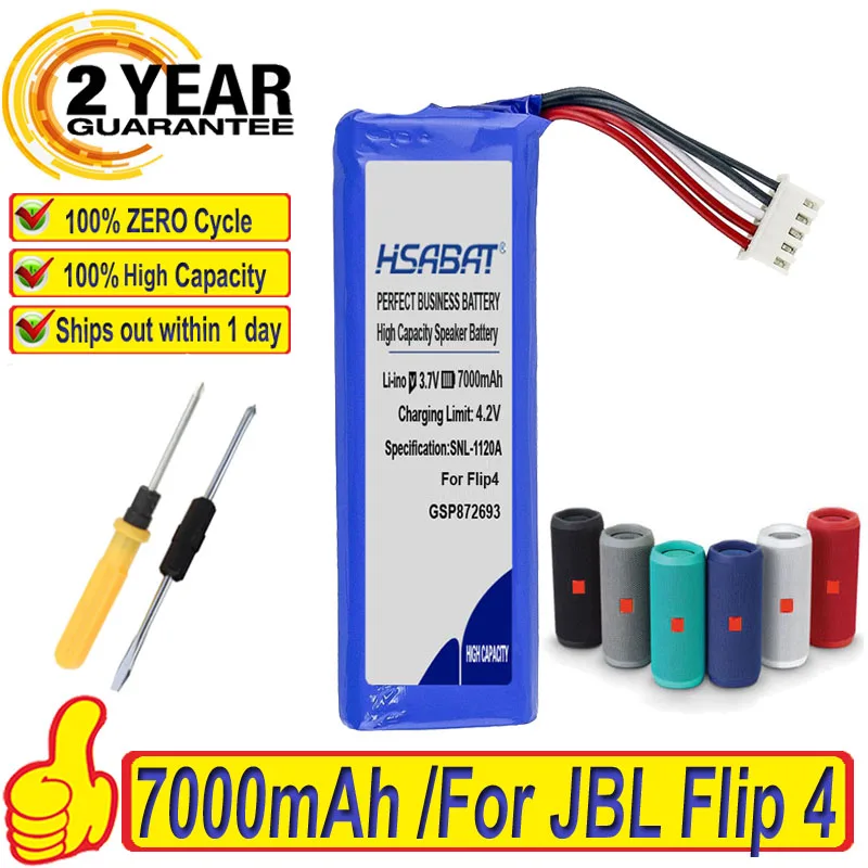 100% Оригинальный аккумулятор HSABAT 7000 мАч GSP872693 01 для JBL Flip 4 Special Edition|Цифровые
