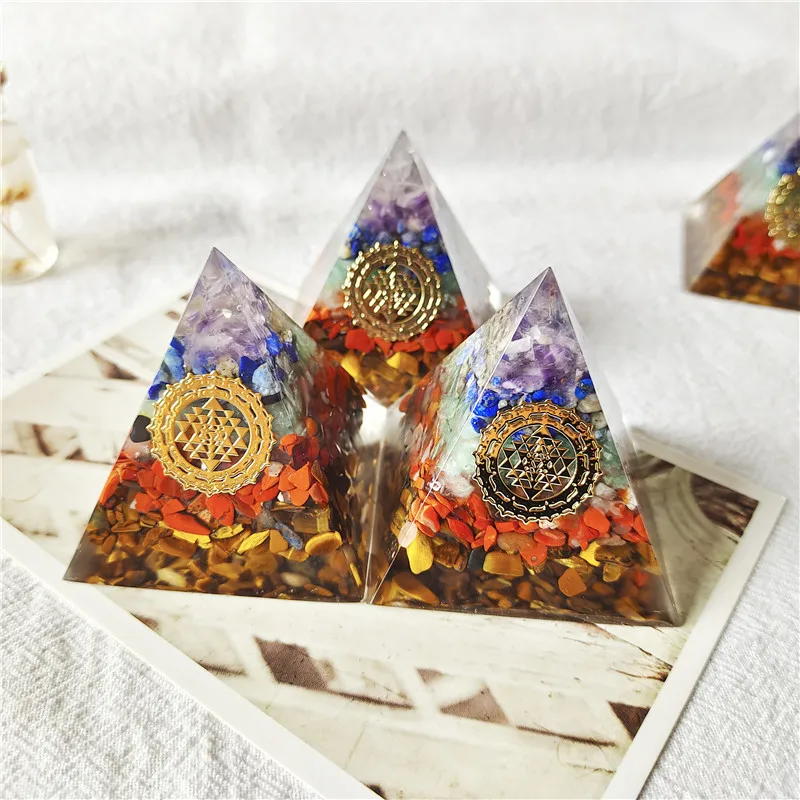 Seven Chakras Orgonite Pyramid Colorful Stone Gravel Resin Pyramids Natural Crystal Energy Feng Shui Healing Meditation
Seven Chakras Orgonite Pyramid Colorful Stone Gravel Resin Pyramids Natural Crystal Energy Feng Shui Healing Meditation