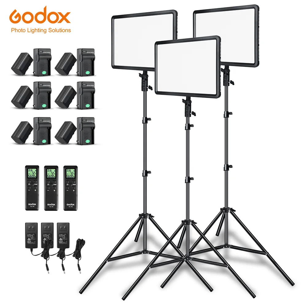 Godox 3pcs LEDP260C Ultra-thin 30W 3300-5600k LED Video Light Panel Lamp with 3pcs 2m Light Stand for Video Studio Lights
Godox 3pcs LEDP260C Ultra-thin 30W 3300-5600k LED Video Light Panel Lamp with 3pcs 2m Light Stand for Video Studio Lights