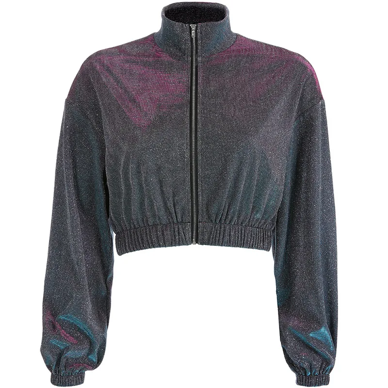 Fannic 2020 Summer Street Style zipper cardigan Lurex Stand collar cropped long-sleeved jacket women
Fannic 2020 Summer Street Style zipper cardigan Lurex Stand collar cropped long-sleeved jacket women