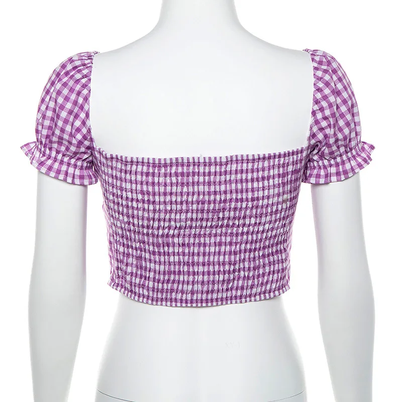 High Street Casual Cotton Plaid Crop Tops Womens shirts 50s Summer Elegant Office Off Shoulder Short Sleeve Tees Ropa Mujer
High Street Casual Cotton Plaid Crop Tops Womens shirts 50s Summer Elegant Office Off Shoulder Short Sleeve Tees Ropa Mujer