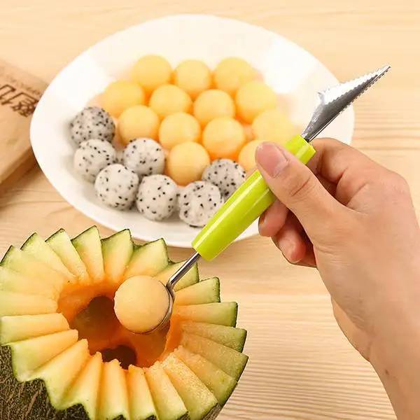 Stainless steel double-headed watermelon ball digger Kitchen cutting watermelon carving knife Fruit ball digging spoon
Stainless steel double-headed watermelon ball digger Kitchen cutting watermelon carving knife Fruit ball digging spoon