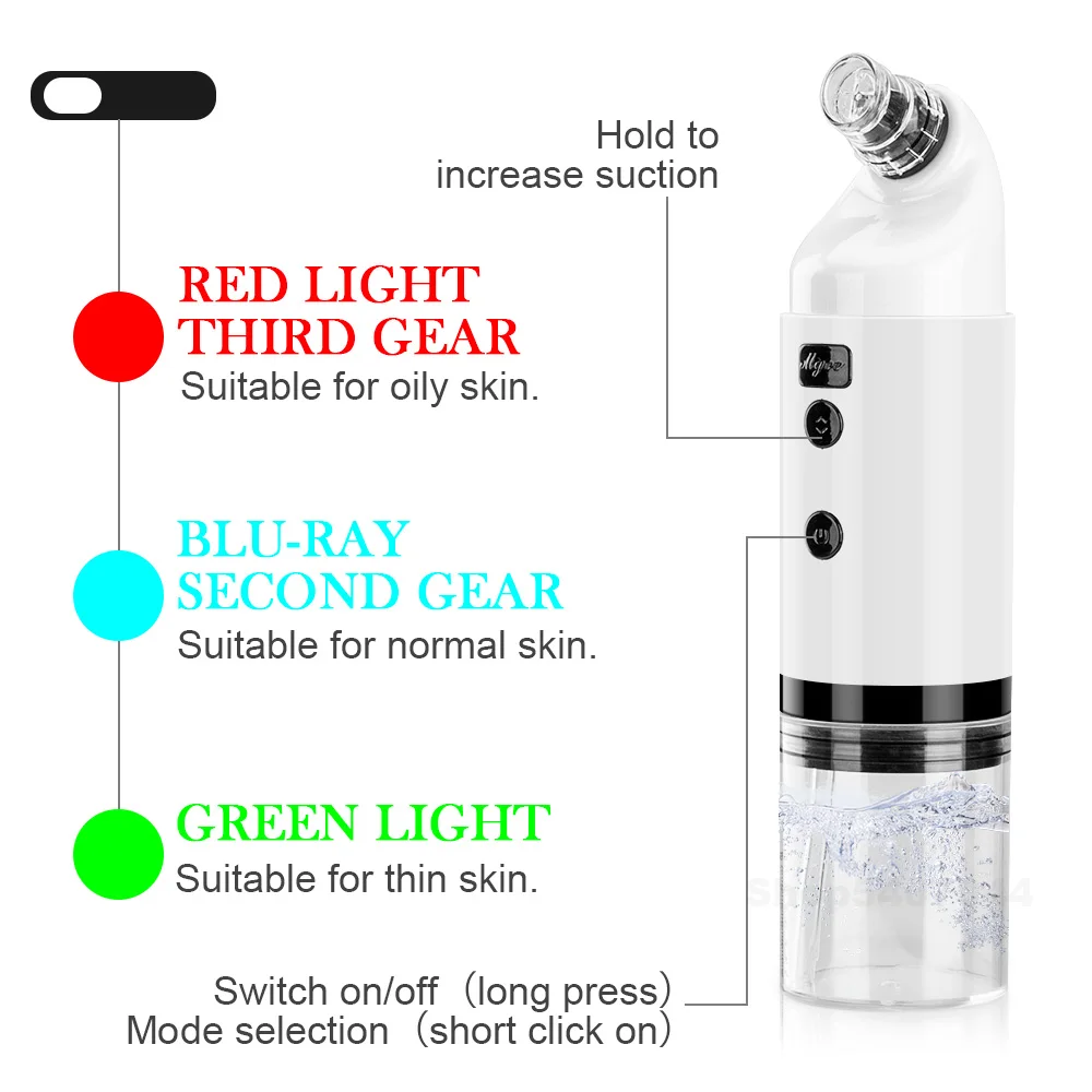 LED Bubble Blackhead Remover Vacuum Suction Face Nose Deep Pore Pimple Water Cycling Electric SPA Facial Cleanser
LED Bubble Blackhead Remover Vacuum Suction Face Nose Deep Pore Pimple Water Cycling Electric SPA Facial Cleanser