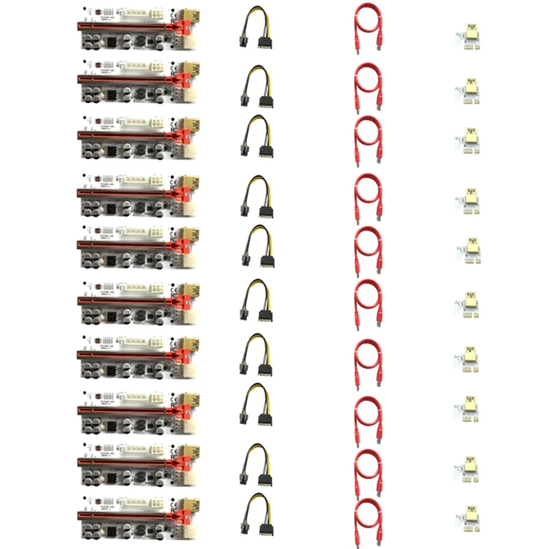 10pcs Newest VER010 USB 3.0 PCI-E Riser VER010-X Express 1X 4x 8x 16x Extender Pcie Riser Adapter Card SATA 15pin To 6 Pin Power
10pcs Newest VER010 USB 3.0 PCI-E Riser VER010-X Express 1X 4x 8x 16x Extender Pcie Riser Adapter Card SATA 15pin To 6 Pin Power