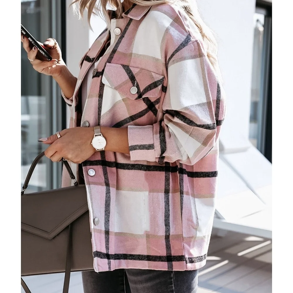Hot Sale Women Fashion Plaid Shirt Jackets Turn-down Collar Autumn Oversized Jacket Fashion Loose Coat Streetwear Female Outwear
Hot Sale Women Fashion Plaid Shirt Jackets Turn-down Collar Autumn Oversized Jacket Fashion Loose Coat Streetwear Female Outwear