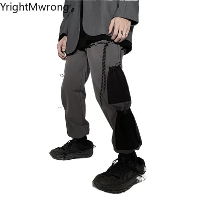 Брюки карго для молодых женщин и мужчин уличная одежда Techwear стринги контрастные