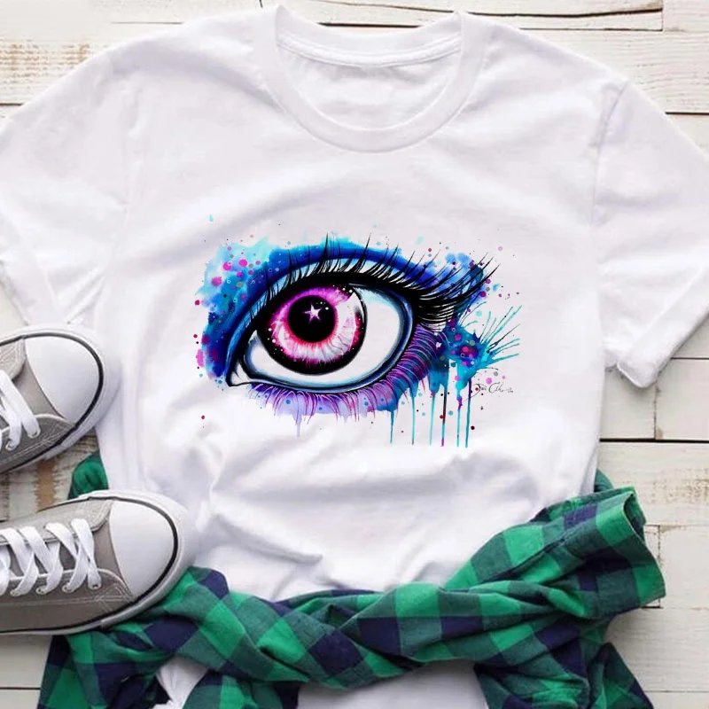 

Colorful Lip Harajuku Vogue Aesthetic Tshirt Women white Tees Tops Thin Section T Shirt Short Sleeve Streetwear Plus Size Tshirt