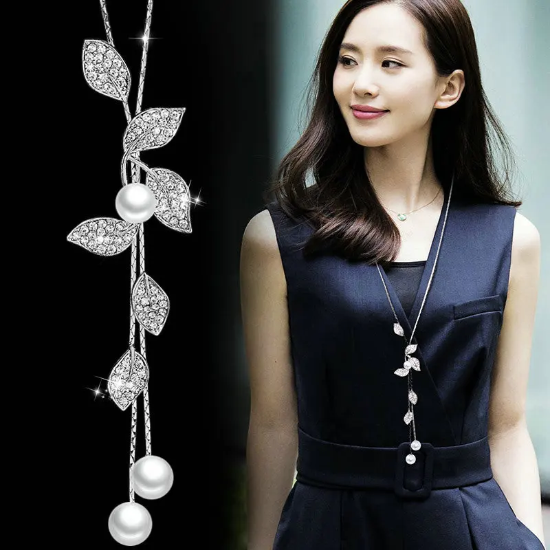 Elegant Leaf Long Necklace Women Bijoux New Fashion Jewelry Simulated-Pearl Necklaces & Pendants
Elegant Leaf Long Necklace Women Bijoux New Fashion Jewelry Simulated-Pearl Necklaces & Pendants