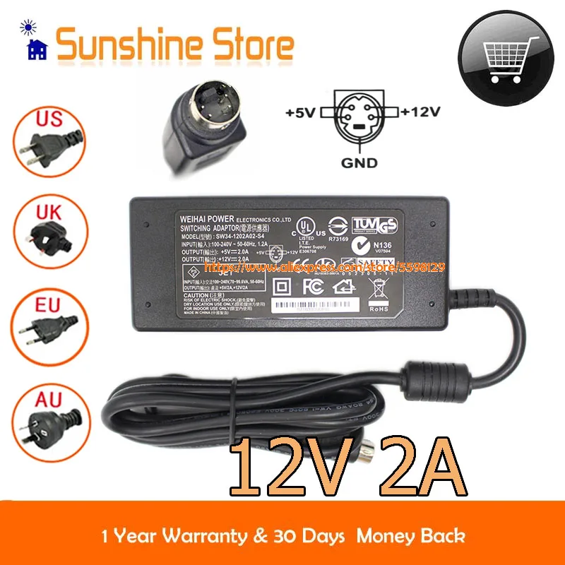 Genuine WEIHAI Power SW34-1202A02-S4 AC Adapter 12V 2.0A 5V 2.0A 24W AC DC Adapter Computer Charger Laptop Power Supply
Genuine WEIHAI Power SW34-1202A02-S4 AC Adapter 12V 2.0A 5V 2.0A 24W AC DC Adapter Computer Charger Laptop Power Supply