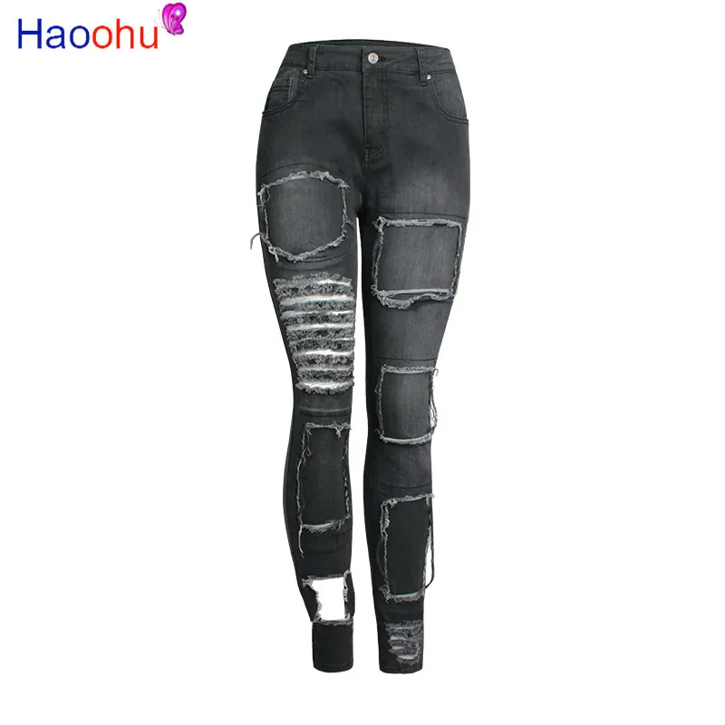 HAOOHU Holes Sexy Jeans Women Mid Waist Zipper Long Denim Jeans For Lady Skinny Pants Trousers Women Pencil Jeans
HAOOHU Holes Sexy Jeans Women Mid Waist Zipper Long Denim Jeans For Lady Skinny Pants Trousers Women Pencil Jeans