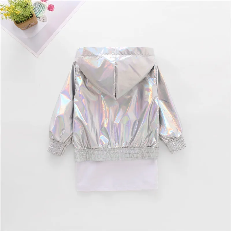 2pcs Girls Fashion Suit Silver Colorful Hooded Jacket + Printed Long Sleeve Dress Children Autumn Sweet Party Wear
2pcs Girls Fashion Suit Silver Colorful Hooded Jacket + Printed Long Sleeve Dress Children Autumn Sweet Party Wear