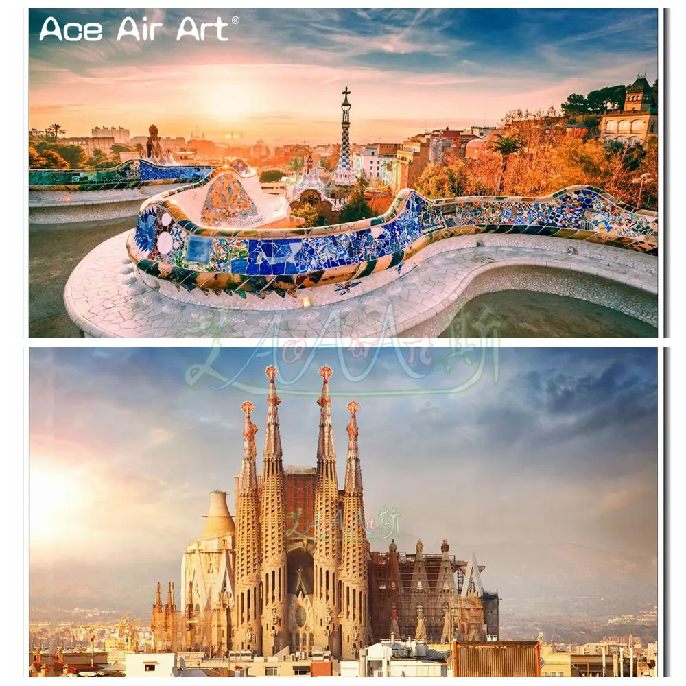 

Spain Building DIY Full Diamond Embroidery Painting of Barcelona Sagrada Familia,Park Guell Gaudi's Park for Wall Decoration