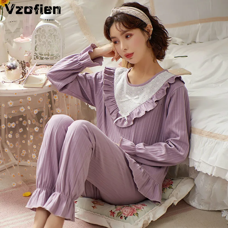 Sleepwear Women's Pajamas Set Nightwear Long Sleeve Fashion Pajamas Home Clothes Set Sweet Style Comfortable Sleep Wear
Sleepwear Women's Pajamas Set Nightwear Long Sleeve Fashion Pajamas Home Clothes Set Sweet Style Comfortable Sleep Wear