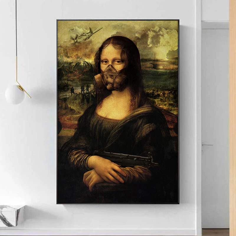 Funny Art Mona Lisa Hold A Gun In The War Wall Art Pictures Canvas Paintings Posters and Prints for Living Room Decor Cuadros
Funny Art Mona Lisa Hold A Gun In The War Wall Art Pictures Canvas Paintings Posters and Prints for Living Room Decor Cuadros