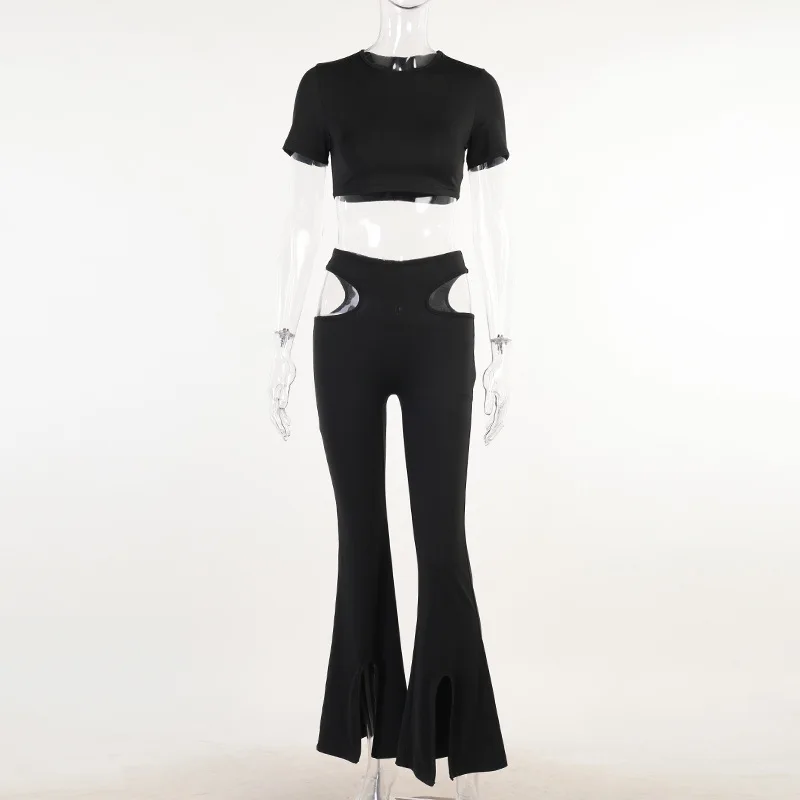 Two Piece Set Crop Top And Pants Suit Women Outfits Black Sexy Hollow Out Split Long Pants Femme Casual Tracksuit 2021
Two Piece Set Crop Top And Pants Suit Women Outfits Black Sexy Hollow Out Split Long Pants Femme Casual Tracksuit 2021