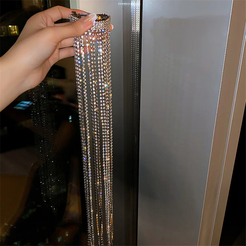 FYUAN Shine Full Rhinestone Hairpins for Women Bijoux Long Tassel Crystal Hair Accessories Wedding Banquet Jewelry | Украшения и