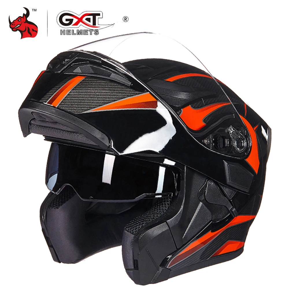 

Мотоциклетный шлем GXT, откидной шлем для мотокросса, на все лицо, мотоциклетные шлемы с двойными стеклами