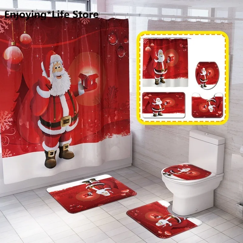 Santa Claus Print Shower Curtain Toilet Mat Carpet Combination Set Bathroom Decoration Bathroom Set Rug
Santa Claus Print Shower Curtain Toilet Mat Carpet Combination Set Bathroom Decoration Bathroom Set Rug