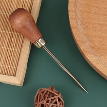 Wooden Handle Sewing Awl DIY Carft Stitch Needle Cone Die Stencils Canvas Shoes Repair Punch Awl Leather Craft Awl Tool