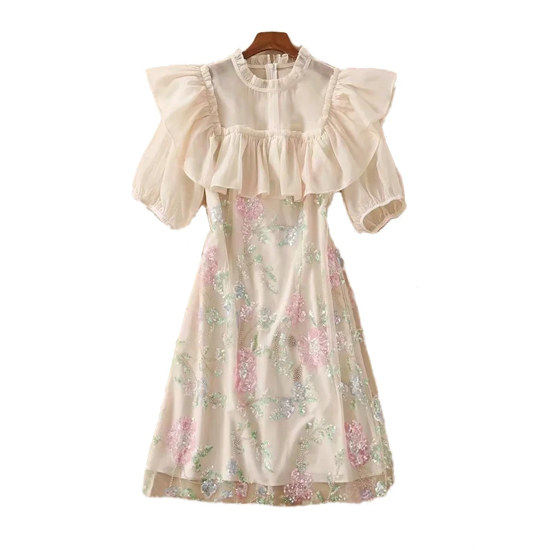 AELESEEN Spring Summer Women Dress High Quality Ruffles Patchwork Luxury Sequined Flower Embroidery Beading Mesh Mini Dress
AELESEEN Spring Summer Women Dress High Quality Ruffles Patchwork Luxury Sequined Flower Embroidery Beading Mesh Mini Dress