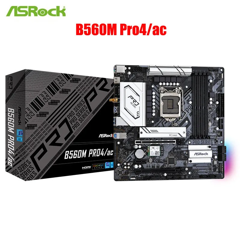 

Original Brand New ASRock B560M Pro4/ac WiFi Motherboard Support CPU 11400/11500/11400F/11700 (Intel B560/LGA 1200)