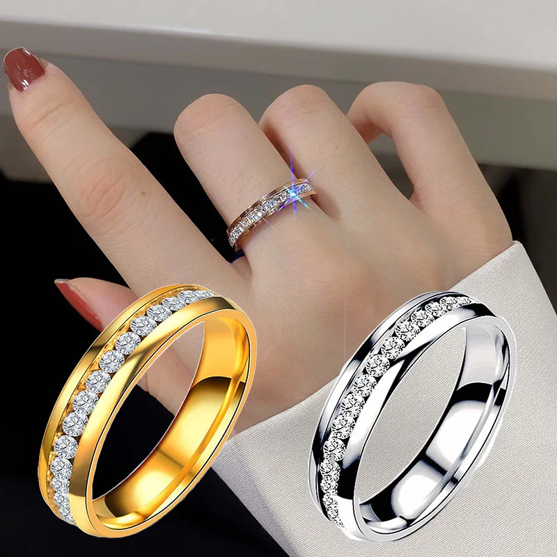 Fashion Engagement Rings XL Single Row Diamond Titanium Steel Gold Silver Ring Gifts For Men And Women
Fashion Engagement Rings XL Single Row Diamond Titanium Steel Gold Silver Ring Gifts For Men And Women