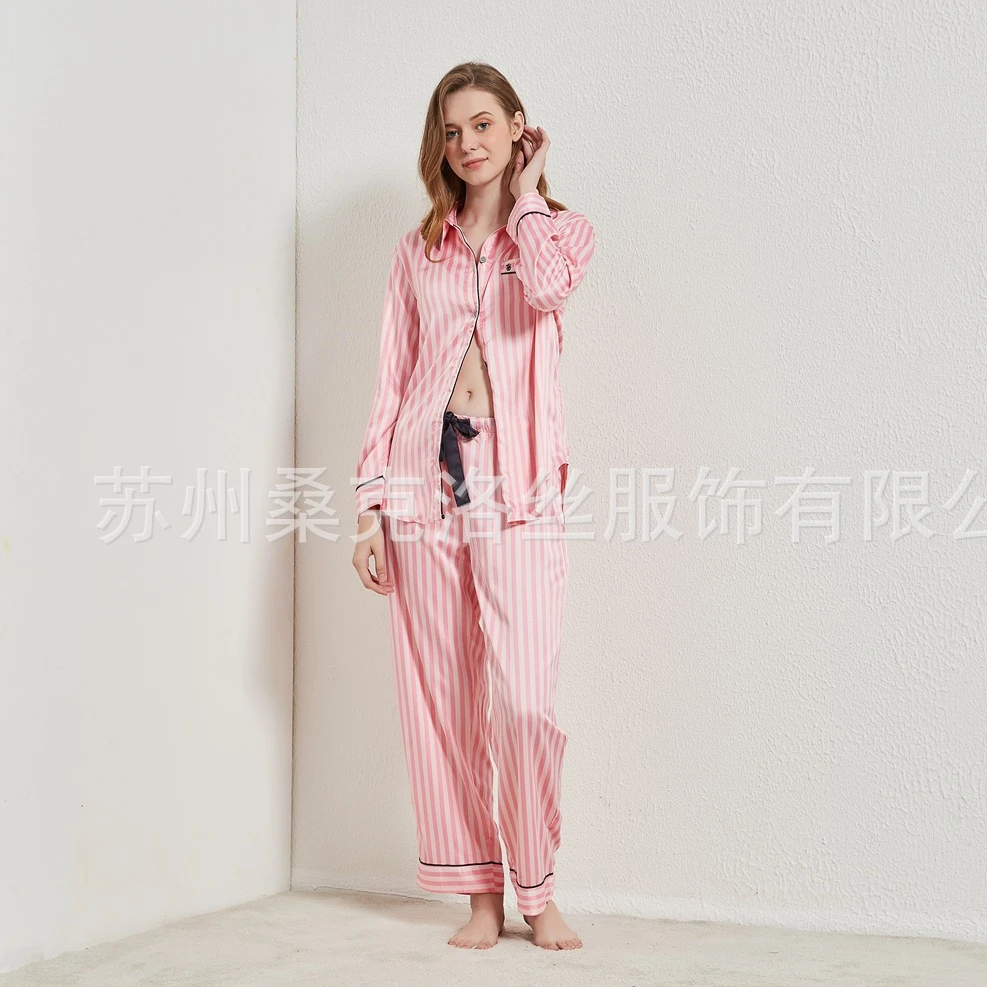 ICCLEK Pajamas For Women Spring And Autumn Striped Long-Sleeved Satin Women's Home Clothes Dropshipping Pajamas Wholesale
ICCLEK Pajamas For Women Spring And Autumn Striped Long-Sleeved Satin Women's Home Clothes Dropshipping Pajamas Wholesale