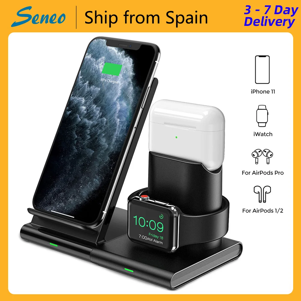 Seneo PA191 Wireless Charger 3 in 1 Wireless Charging Station for Iphone for Apple Watch Mobile Phone Accessories Charging Dock
Seneo PA191 Wireless Charger 3 in 1 Wireless Charging Station for Iphone for Apple Watch Mobile Phone Accessories Charging Dock