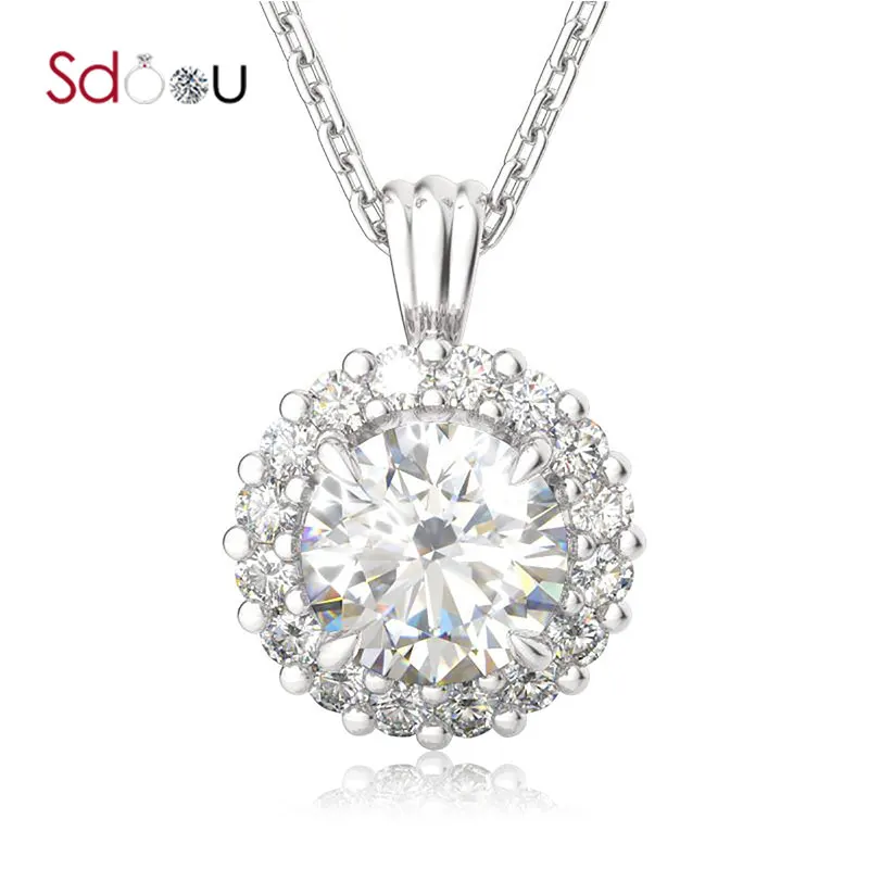 SDOOU 2CT Real Moissanite Pendant Silver Necklace Women Round Cut Diamond Pendant Necklace Exquisite Noble Wedding Fine Jewelry
SDOOU 2CT Real Moissanite Pendant Silver Necklace Women Round Cut Diamond Pendant Necklace Exquisite Noble Wedding Fine Jewelry
